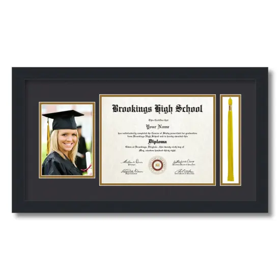 ArtToFrames 8.5x11 inch Diploma Frame with 5x7 Inch Image Opening and Tassel Opening - Framed with Black and Gold Mats, Comes with Regular Acrylic and Sawtooth Hanger for Wall Hanging (DIT-8.5x11) {5}