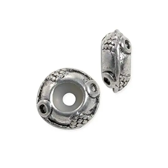 Bead Stopper with Circle Design 11x5mm Pewter Antique Silver Plated {1}