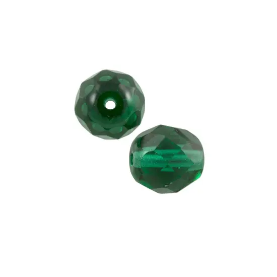 Czech Fire Polished Glass Round Beads 8mm Emerald (Package of 25) {1}
