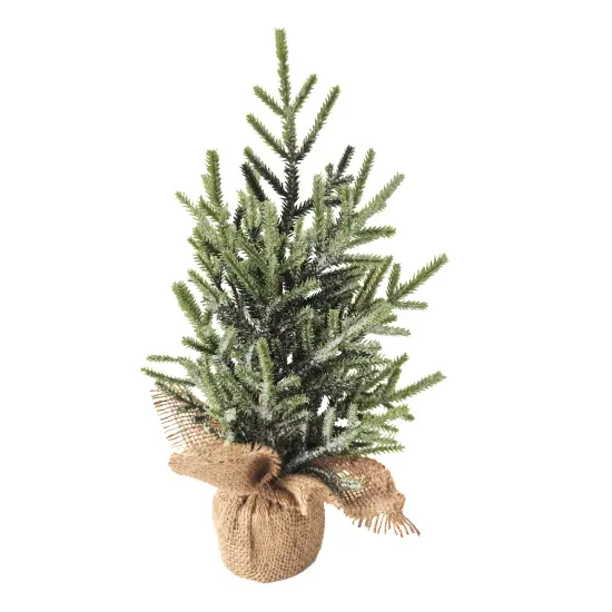 Northlight Frosted Pine Tree with Natural Jute Base Christmas Decoration - 13.25" Green {1}