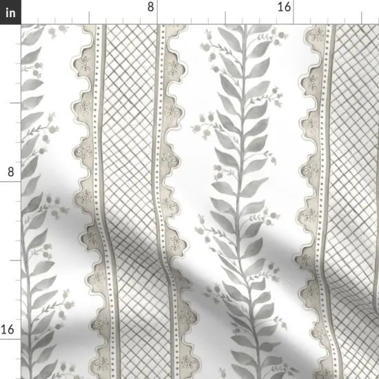 Various Fabrics by the Yard or Fat Quarter Boho Granny Chic White Beige Kitsch Floral Directional Lattice Stripes Large Scale Baroque Custom Printed Fabric by Spoonflower {2}