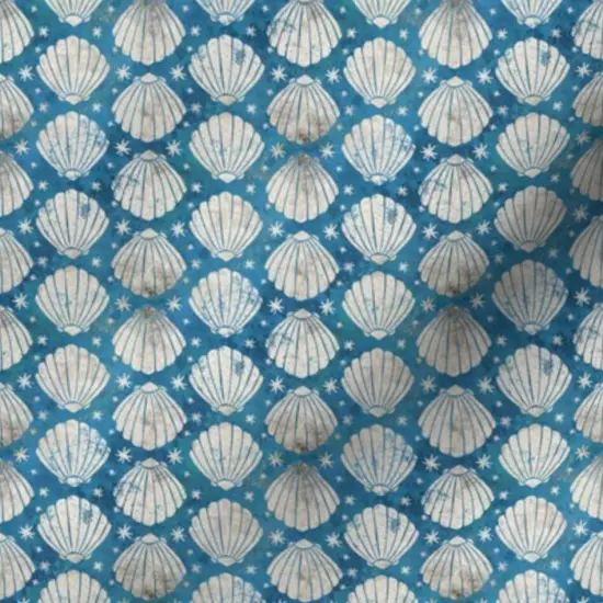 Various Fabrics by the Yard or Fat Quarter Blue Ocean Nautical Seashells Scallop Shell Coastal Small Scale Seafood Clams Stripes Custom Printed Fabric by Spoonflower {7}