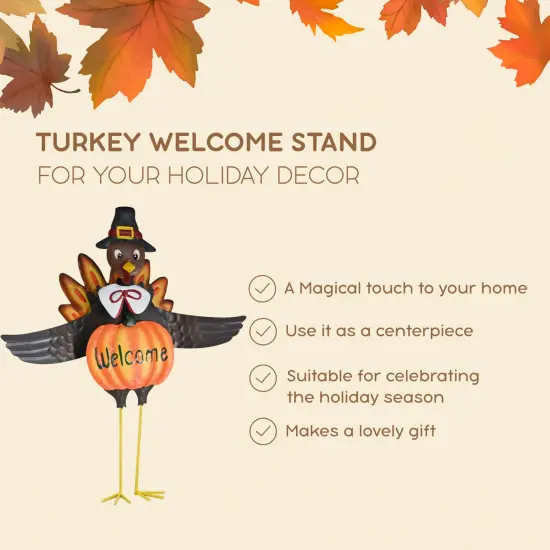 Ornativity Turkey Yard Stake Decoration - Metal Outdoor Front Yard Welcome Sign Thanksgiving Decor Lawn Ornament Kit - 1 Set {4}