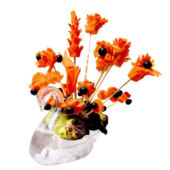 Skewer Food Server, The Elegant Swan Set Includes 100 All Natural Bamboo Skewers to display bite-sized fruits, vegetables, meats, cheese, desserts, and other appetizers. {6}