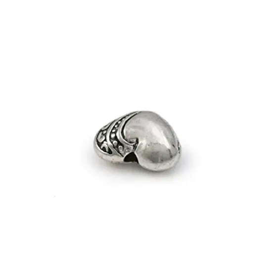 7x9mm Pewter Puffy Heart Bead (Package of 1) {2}