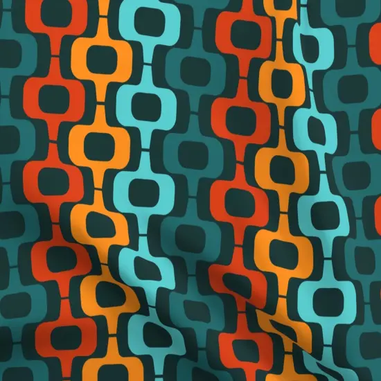 Various Fabrics by the Yard or Fat Quarter Retro Mcm Mod Squares Bold Geometric Orange Red Custom Printed Fabric by Spoonflower {5}