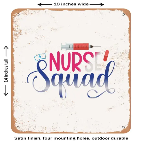 DECORATIVE METAL SIGN - Nurse squad - 5 - Vintage Rusty Look {1}