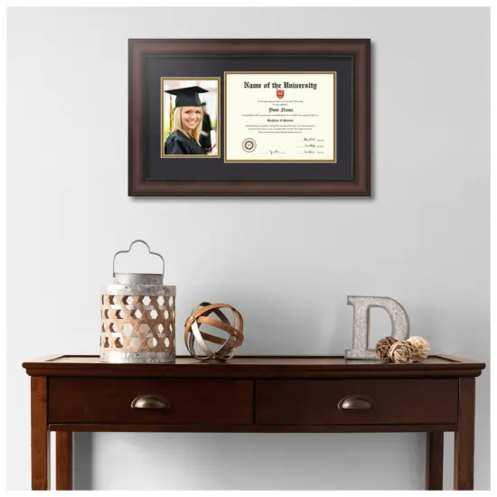 ArtToFrames 8x10 inch Diploma Frame with 6" x 8" Inch Image Opening - Framed with Black and Gold Mats, Comes with Regular Acrylic and Sawtooth Hanger for Wall Hanging (DT-8x10) {2}