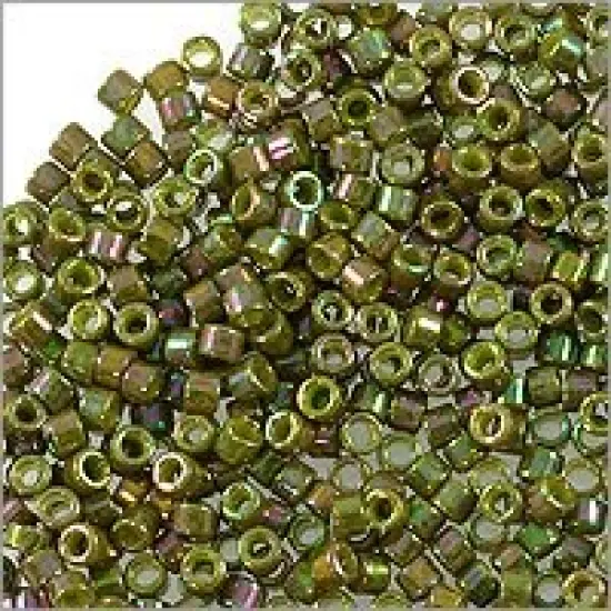 Miyuki Delica Seed Bead 11/0 Opaque Avocado Green Gold Luster AB {2}