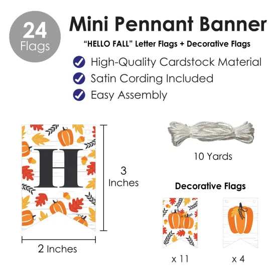 Big Dot of Happiness Fall Pumpkin - Halloween or Thanksgiving Party Mini Pennant Banner - Hello Fall {6}