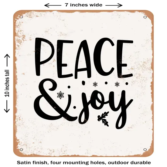 DECORATIVE METAL SIGN - Peace and Joy - 3- Vintage Rusty Look {1}