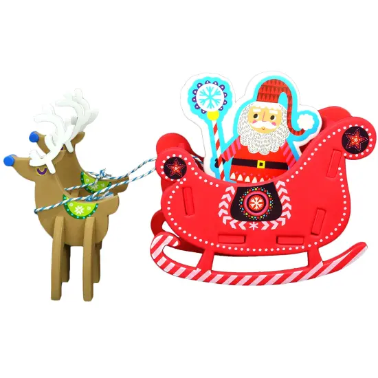 Big Mo's Toys Holiday Crafts - Christmas Foam Arts N Craft Santa Riding A Reindeer Sleigh Table Top Decorations Kit for Kids {1}