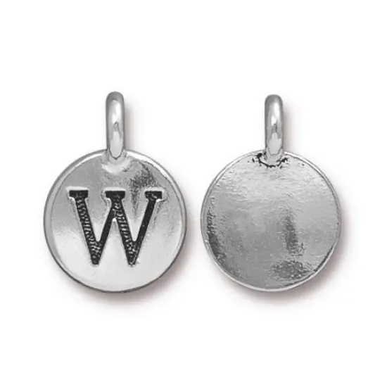 Alphabet Charm with Loop"W" Silver Plated {1}