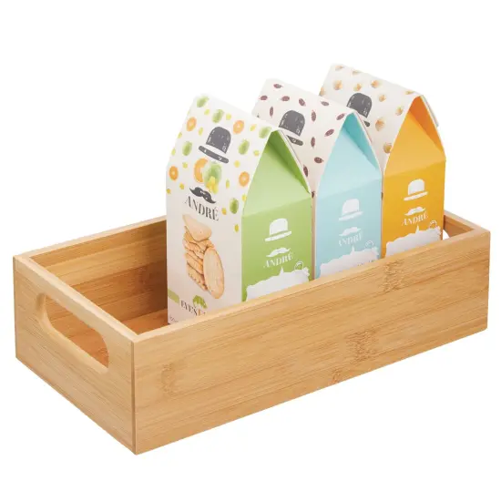 mDesign Bamboo Kitchen Fridge & Drawer Organizer Tray - Natural Wood {1}