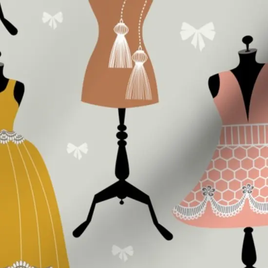 Various Fabrics by the Yard or Fat Quarter Dress Form Fashion Pretty Bows Pink Dresses Ties Sewing Custom Printed Fabric by Spoonflower {7}