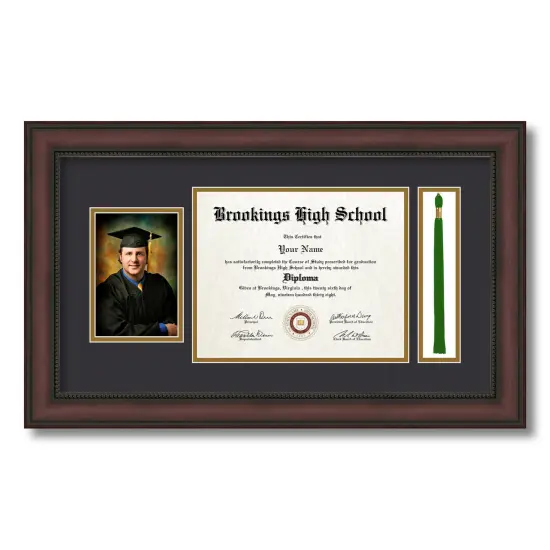 ArtToFrames 8x10 inch Diploma Frame with 4x6 Inch Image Opening and Tassel Opening - Framed with Black and Gold Mats, Comes with Regular Acrylic and Sawtooth Hanger for Wall Hanging (DIT-8x10) {1}