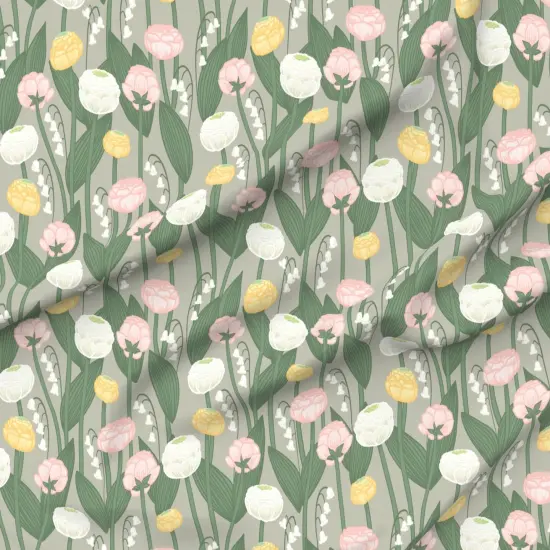 Various Fabrics by the Yard or Fat Quarter Lily Of The Valley Spring Floral Large Scale Pastel Pink Yellow Custom Printed Fabric by Spoonflower {6}