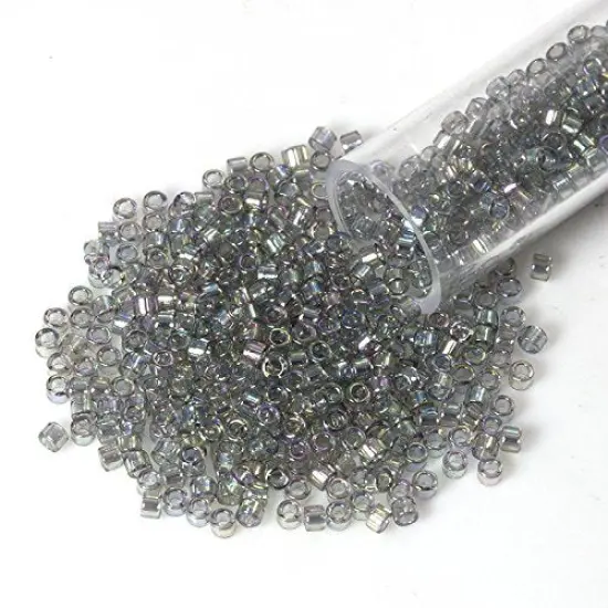 Miyuki Delica Seed Bead 11/0 Gold Luster Grey AB Transparent {3}