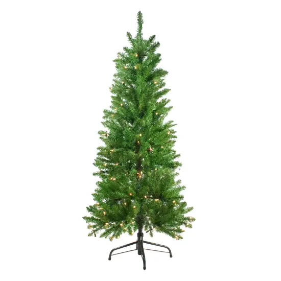 Northlight 4.5' Pre-Lit White River Fir Artificial Pencil Christmas Tree - Clear Lights Green {3}