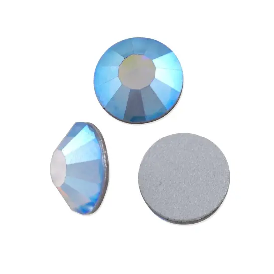 Preciosa Crystal VIVA12 Flat Back Rhinestone 4mm (SS16) Aquamarine AB (Package of 50) {1}