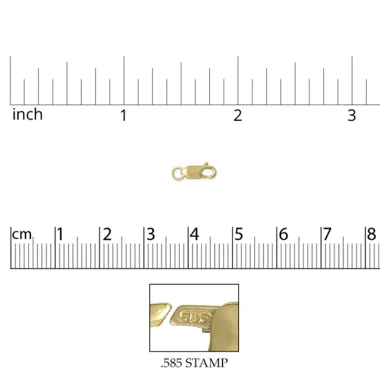 Jewelry Lobster Clasp 8x3mm 14 Karat Solid Yellow Gold {2}