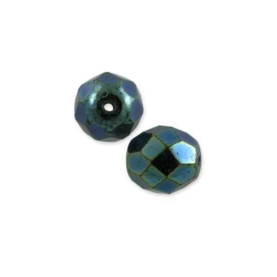 Czech Fire Polished Rounds 8mm Green Iris (Package of 10) {1}