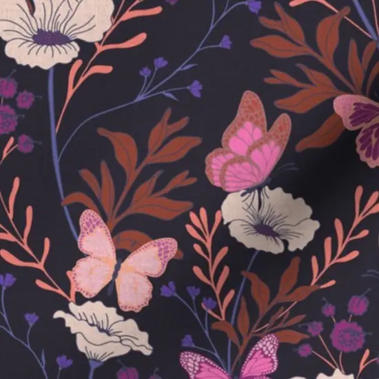 Various Fabrics by the Yard or Fat Quarter Purple Whimsical Garden Wild Flowers Floral Flower Boho Glamour Custom Printed Fabric by Spoonflower {7}