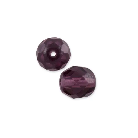Czech Fire Polished Glass Round Beads 6mm Amethyst (Package of 25) {1}