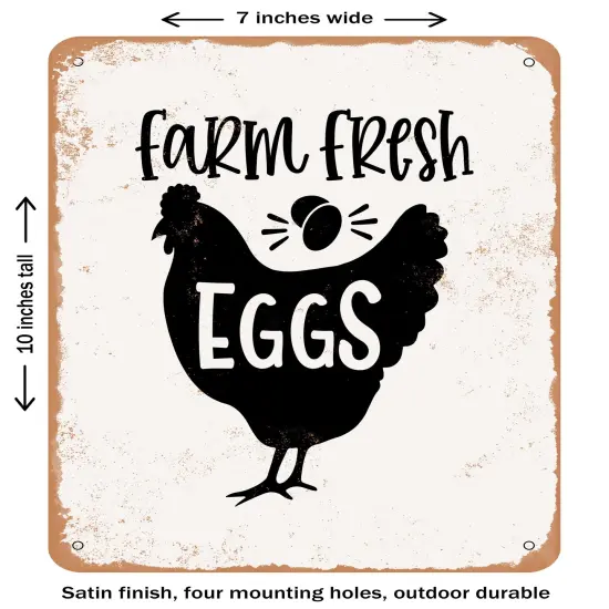 DECORATIVE METAL SIGN - Farm Fresh Eggs- Vintage Rusty Look {1}