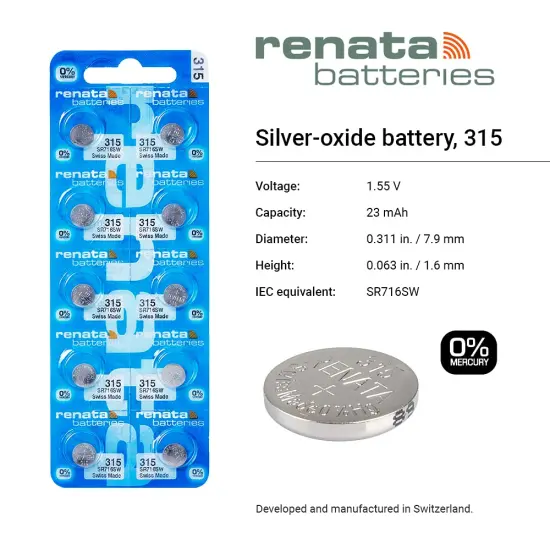 Renata Batteries 315 Button Cell Watch Battery (1 Pc) {2}