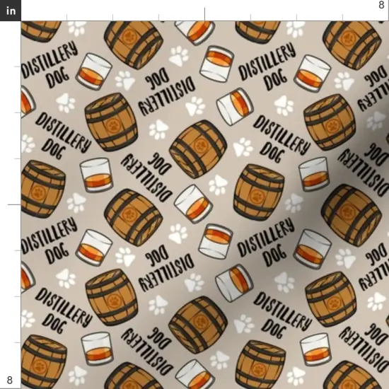 Various Fabrics by the Yard or Fat Quarter Whisky Barrel Cute Whiskey Liquor Bourbon Dogs Animals Paw Print Beer Custom Printed Fabric by Spoonflower {4}