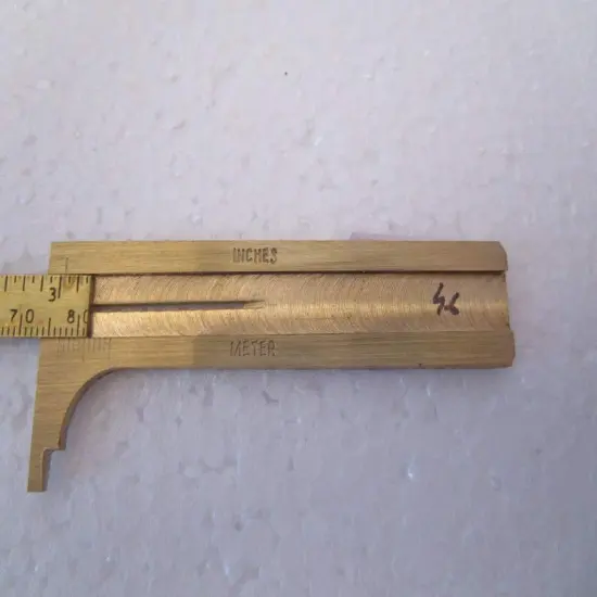 Mini Brass Pocket Ruler Handy Sliding Gauge Brass Vernier Caliper Ruler Measuring Tool Double Scales mm/inch : {6}