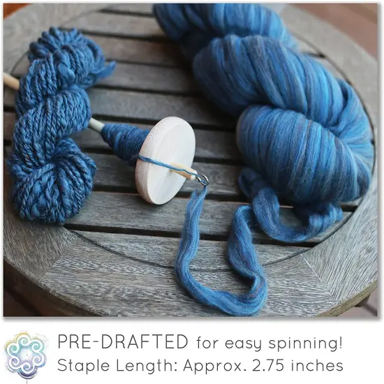 LEARN TO SPIN YARN - Beginner's Spinning Kit with Drop Spindle and Merino Pencil Roving. Choose your color. Bluebird {5}
