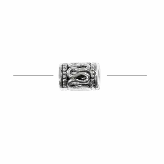 Scrollwork Tube Bead 9x6mm Pewter Antique Silver Plated (Package of 1) {1}
