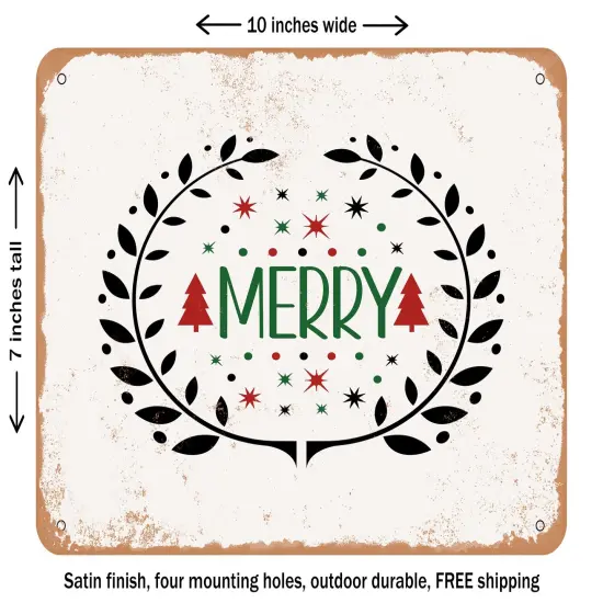 DECORATIVE METAL SIGN - Merry - 6 - Vintage Rusty Look {1}