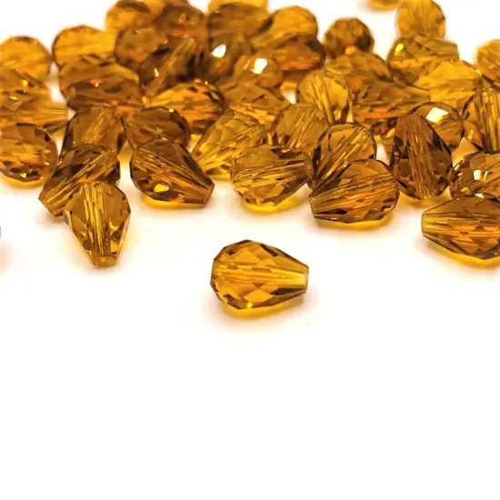 4, 20 or 50 Pieces: 6x8 mm Teardrop Yellow Topaz Imitation Crystal November Birthstone Beads {1}