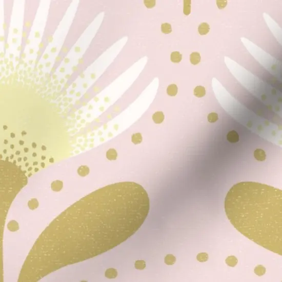 Various Fabrics by the Yard or Fat Quarter Mid Century Deco Pale Pink Butter Yellow Leaves Custom Printed Fabric by Spoonflower {7}