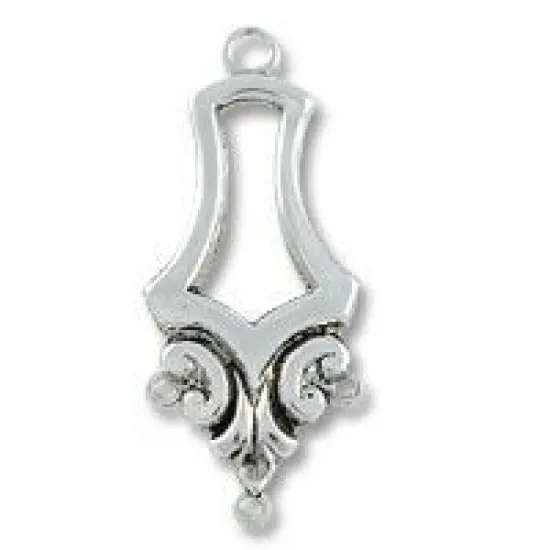 Earring Chandelier 3 Loop 40x16mm Antique Sterling Silver Plated {1}