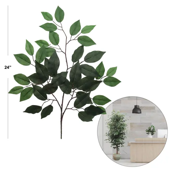 Lifelike 24" Ficus Spray x3 - Artificial Foliage for Home Decor, Office, and Floral Arrangements {2}