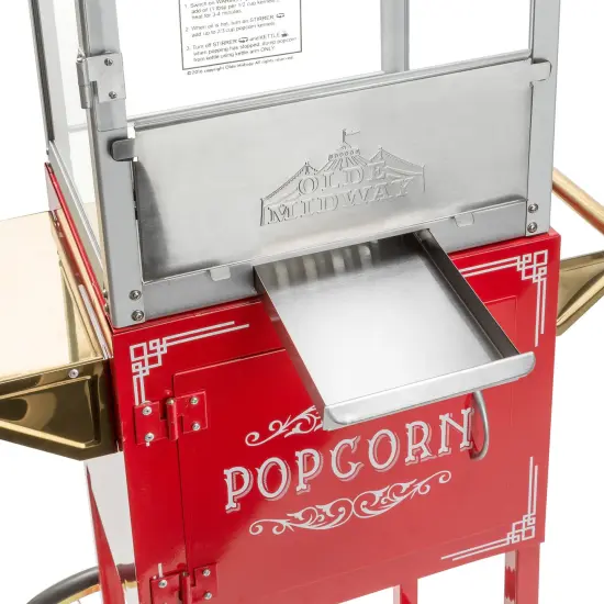 Olde Midway Vintage Style Popcorn Machine Maker Popper with Cart and 6-Ounce Kettle {6}