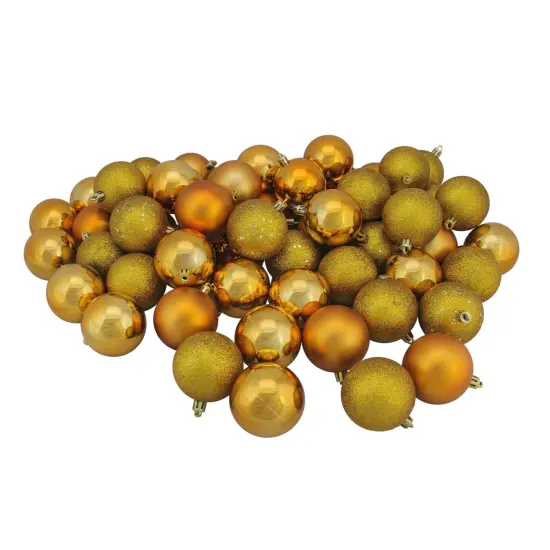 Northlight Shatterproof 4-Finish Christmas Ball Ornaments 2.5" (60mm) - Antique Gold - 60ct {3}