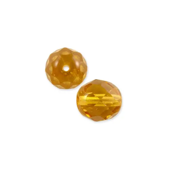Czech Fire Polished Glass Round Beads 8mm Topaz (Package of 25) {1}