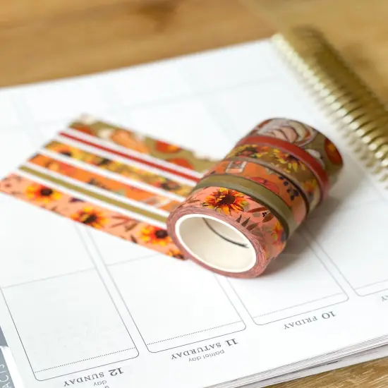 Fall Apples & Sunflowers Autumn Washi Tape Set (#W012) {6}