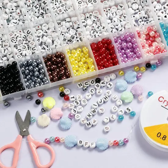 3 PACK - Incraftables 3 Colors Letter Beads for Jewelry Making (7mm, 1080pcs). A-Z Black, Silver & Rose Gold Alphabet for DIY Friendship Bracelets & Crafts. ABC & Heart Bead w/Elastic String & Organizer {5}