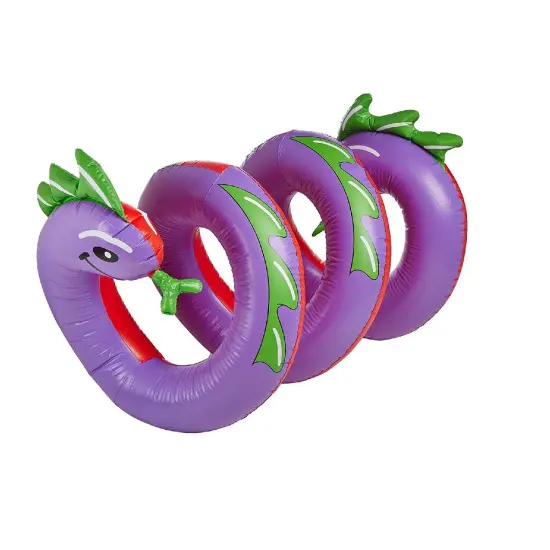 Swim Central Inflatable Purple and Green Two Headed Curly Serpent Swimming Pool Float Toy, 96-Inch {1}