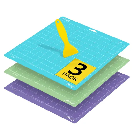 3 Pck 12"X12" Cutting Mat For Cricut - Include (Strong/Standard/Light) Adhesive Sticky (3 pack) Flexible Square Gridded Quilting Cut Mats Replacement for Crafts、Sewing and All Arts.（Variety) {2}