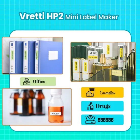 Label Maker Machine with Tape, HP2 Portable Bluetooth Label Printer for Storage, Shipping, Barcode, Office, Home, Organizing Mini Sticker Label Maker with Multiple Templates (White) {4}