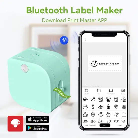 Label Makers, Label Maker Machine with Tape P12, Portable Mini Thermal Inkless Label Printer with Fonts, Bluetooth Sticker Maker for Home Office Organization Labeling {1}