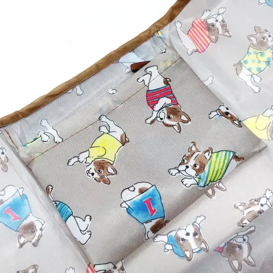 Wrapables Large & Small Foldable Tote Nylon Reusable Grocery Bags, Set of 2 Gray French Bulldogs {4}