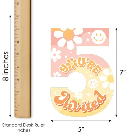 Big Dot of Happiness Five is a Vibe - Shaped Fill-In Invitations - Boho Hippie Fifth Birthday Party Invitation Cards with Envelopes - Set of 12 {7}